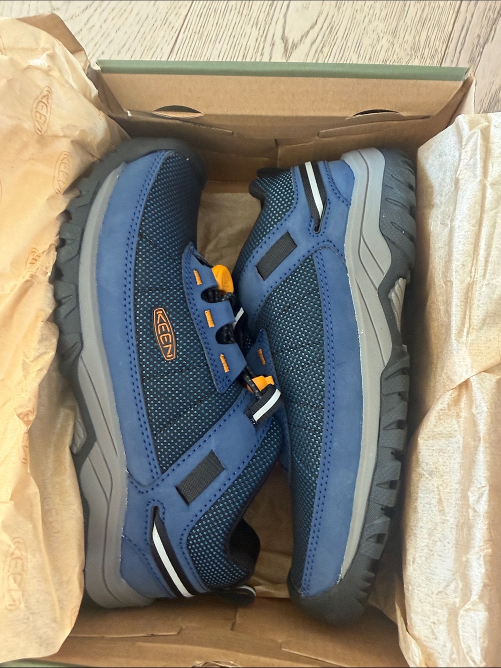 KEEN Kids Targhee Sport Vent Hiking Shoes Blue Orange Size 3 NEW